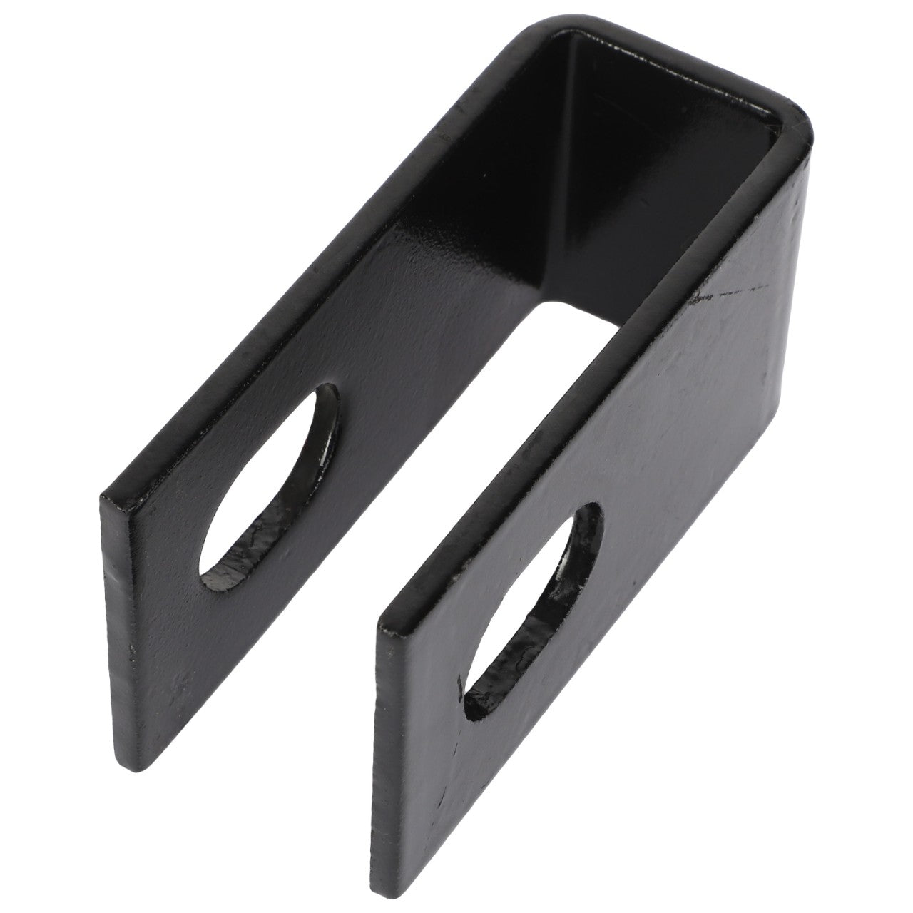 AGCO | Guard - Acp0029100: A black U-shaped metal bracket with two oval holes on each side by AGCO.