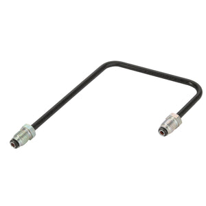 Here is a perfect way to describe the product using the provided data:
The AGCO BRAKE PIPE - D26735635 is a black metal brake line featuring threaded fittings on both ends. It is designed in a rectangular U-shape for optimized performance and versatile installation.