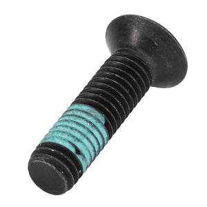 The AGCO | Torx Head Screw - Acx2760050 by AGCO is a black screw with a flat head and a section of blue thread locker on the threads. No current product description information is available.