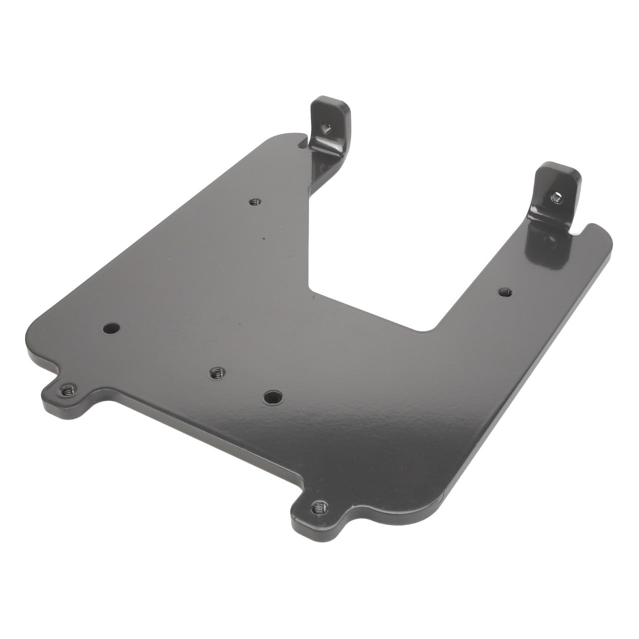 The AGCO Bracket - Acw0582570 by AGCO is a sleek, grey, V-shaped metal bracket with multiple holes for versatile mounting options.