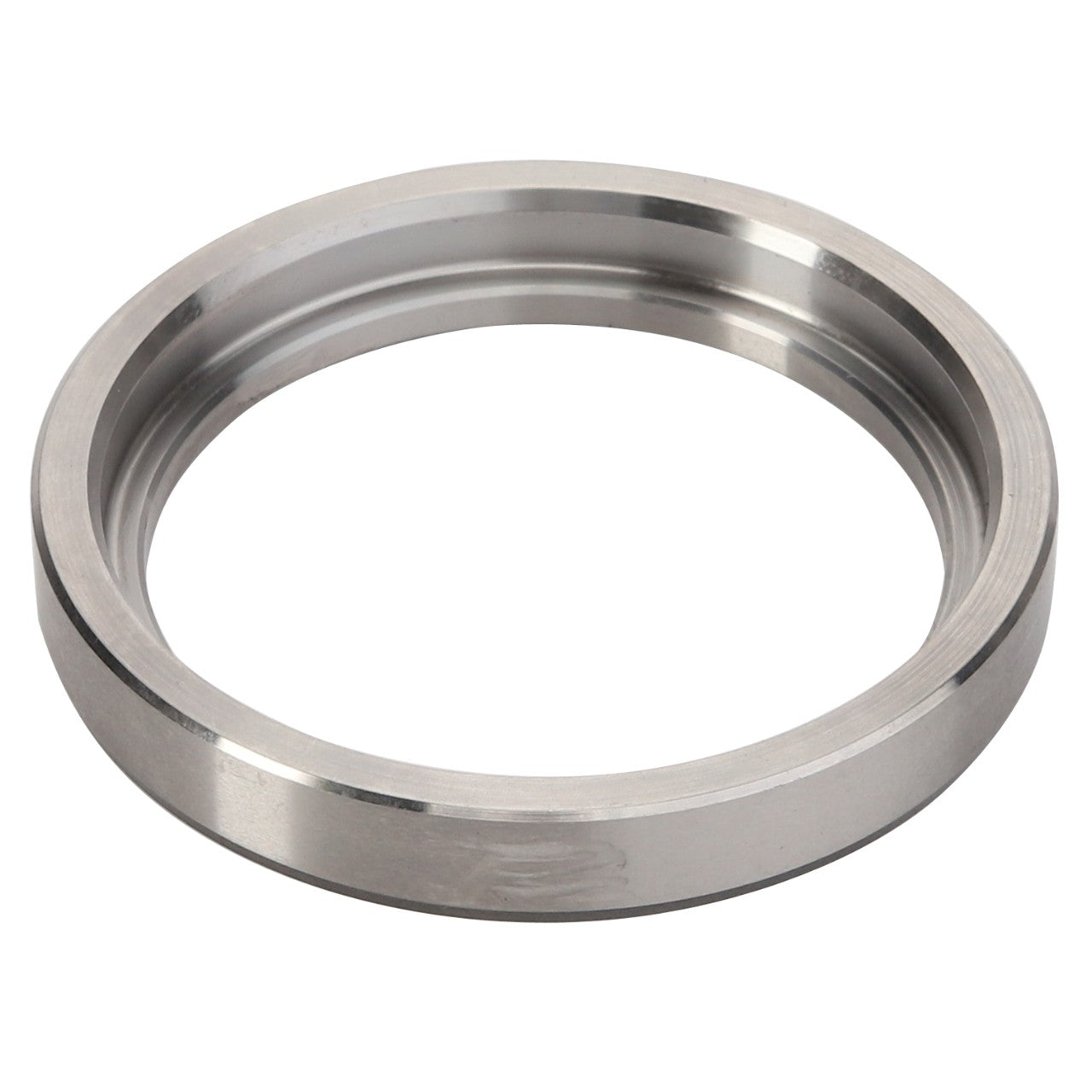 Close-up of the AGCO Bush - Acp0445440, featuring a metallic ring with a smooth, polished surface and a groove running around its inner circumference. No current product description available.