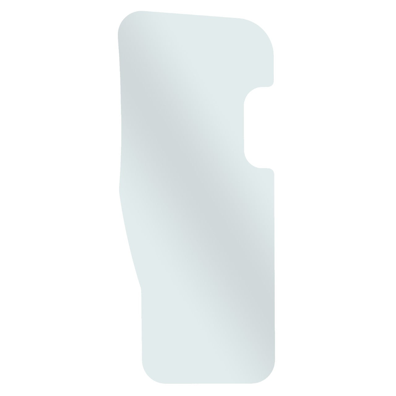 An irregularly shaped glass panel from AGCO with notches and curved edges, set against a white background. Product Name: AGCO | Glass - Acp0337590.