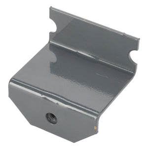 The AGCO BRACKET - D28785918 is a small, gray metal bracket with a flat base, two side tabs, and a single threaded hole in the center. No additional product description information is available at this time.