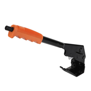 A black metal AGCO Handbrake Lever (model Acw647031D) featuring an orange ergonomic handle is displayed on a white background, designed for heavy-duty use in fastening applications. No current product description information is available.