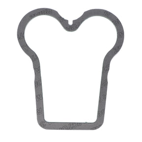 An image displays the AGCO Gasket, Cylinder Head, Moulded Seal - F385200210171 against a white background. This grey seal features an abstract figure shape with rounded tops and a narrow base, evoking the components typically found in Fendt FARMER or Massey Ferguson machinery.