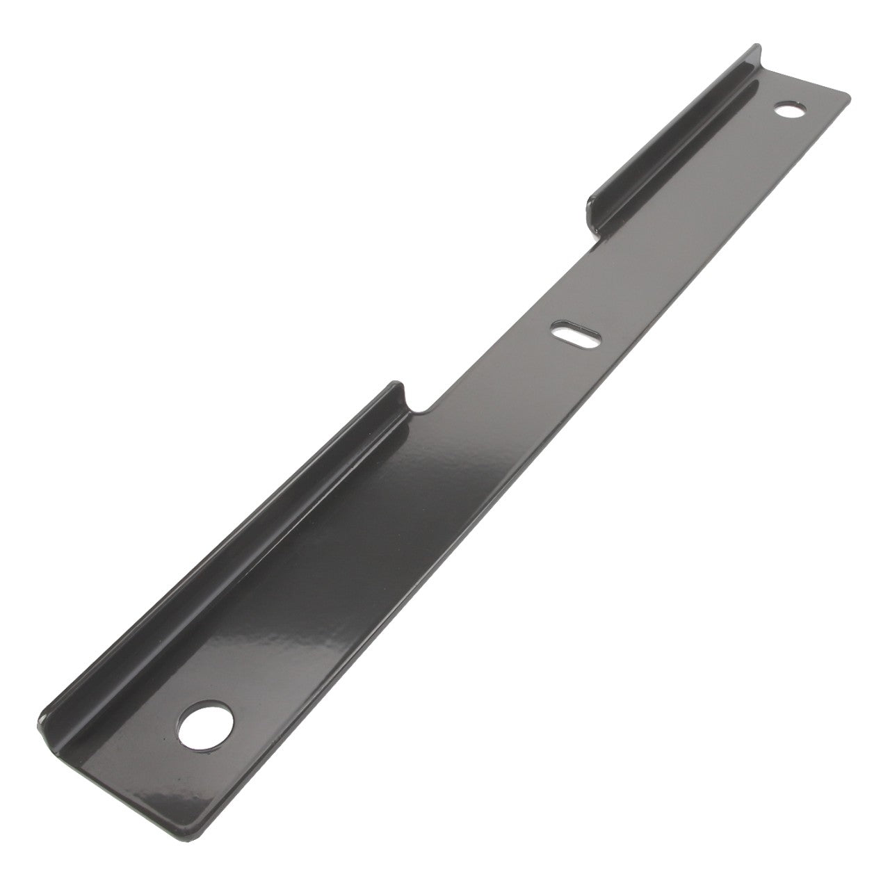 AGCO | Bracket - Acw2066970 by AGCO is a black metal bracket with two flanges and three holes, ideal for mounting or securing objects.