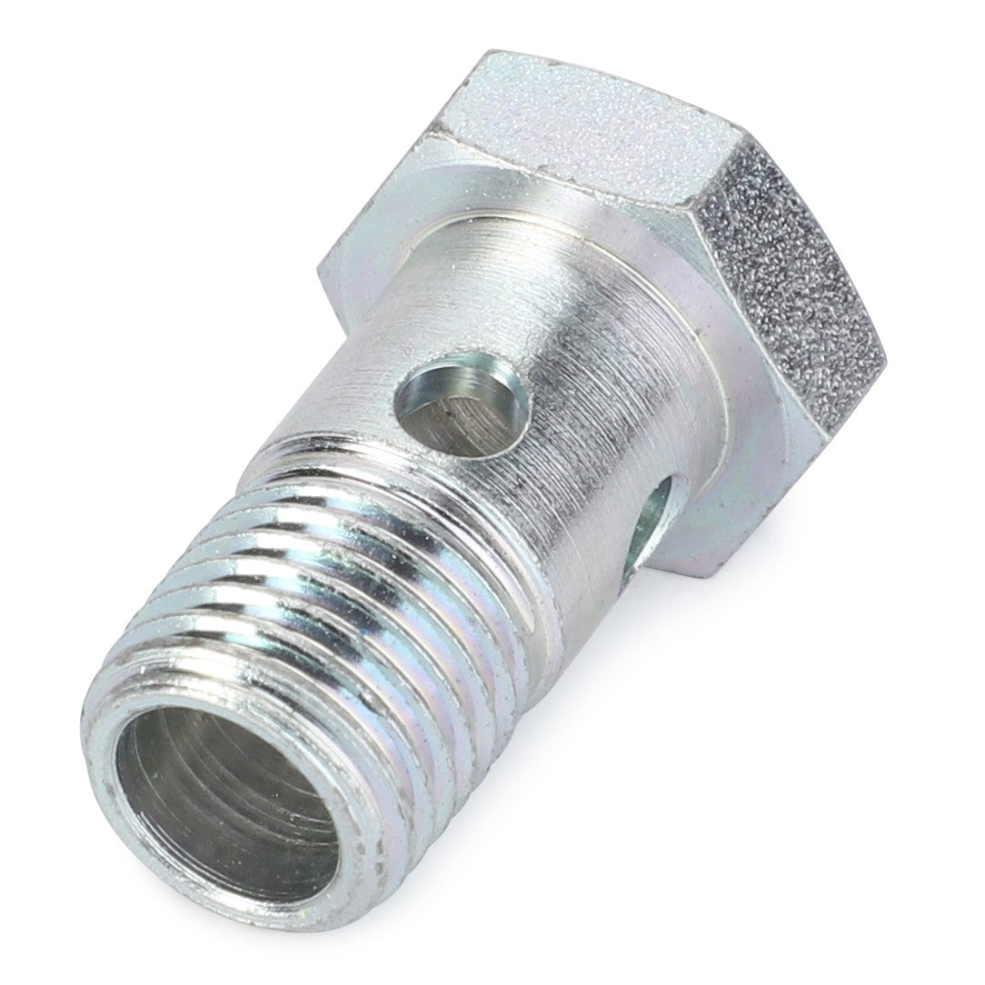 The AGCO Hex Head Bolt - 3790443M1 features a threaded body and a small hole through the side, making it suitable for various Fendt Models and Massey Ferguson Models.