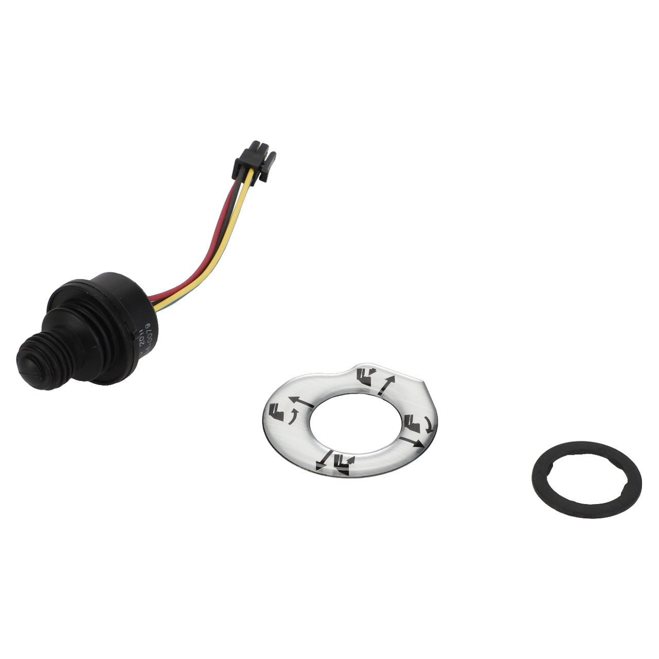 The AGCO Lever Kit (AL60004086) is shown, featuring a black automotive sensor with attached wires next to a circular white plastic part that has printed arrows and a small black gasket. No current product description information is available.