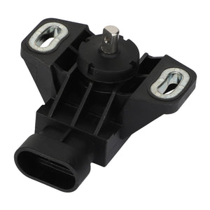 Image of a black AGCO Angle Sensor (G903863100021) with two mounting holes and a connector port at the bottom, compatible with Fendt Fitment and Massey Ferguson Models including Dyna-6.