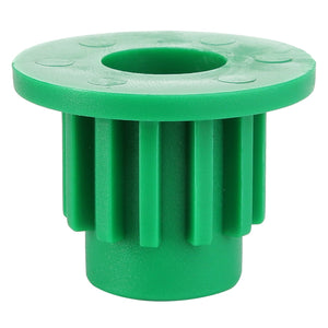 Product Description: The AGCO KNOB - AL20525768 is a green plastic gear-like object with a central hole and multiple grooves.