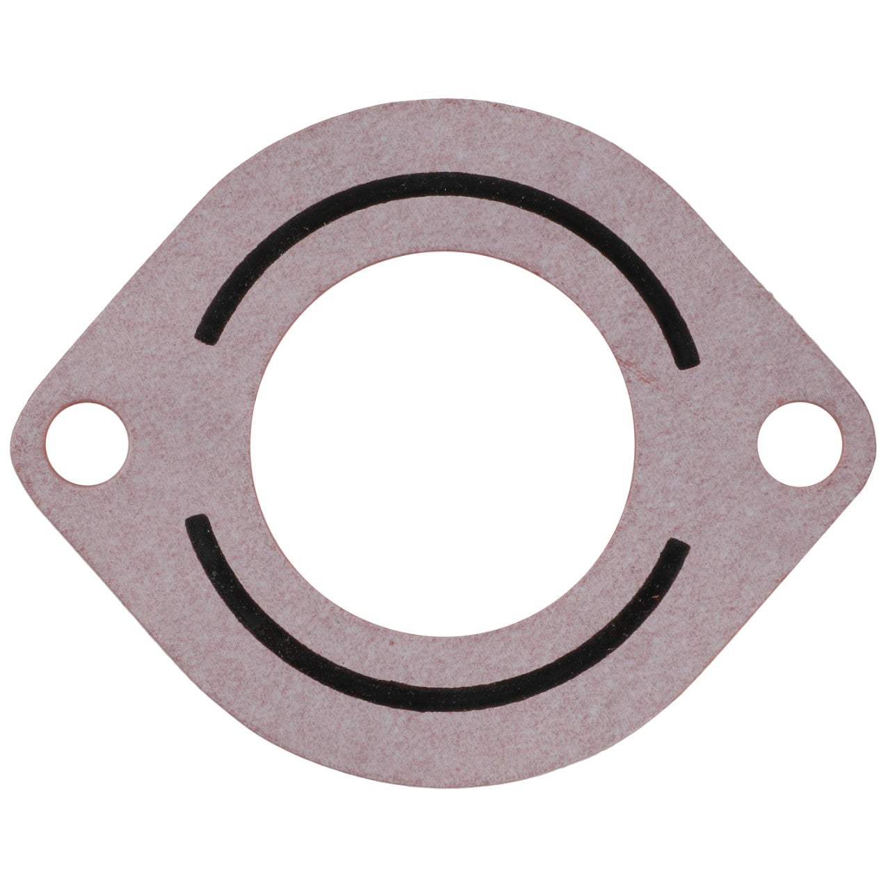 The AGCO | Joint - Acp0245300, a circular gasket featuring two bolt holes on either side and a central opening with a black seal ring, is designed for sealing mechanical joints. No current product description is available for this item.