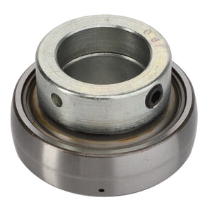 The AGCO BALL BEARING - D41714500 by AGCO is a metal bearing with an attached collar, featuring threaded interior and smooth exterior surfaces. No current product description information is available.