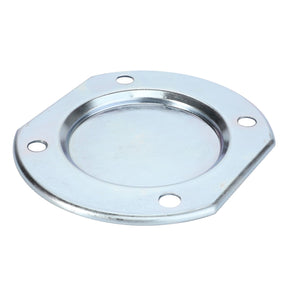 The AGCO | Cap - 883620M1 is a round metallic plate with four equally spaced holes around the perimeter, making it ideal for MF 4WD applications.