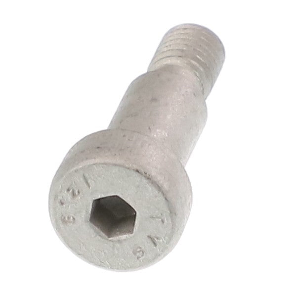 A metal bolt with a hexagonal socket head and threading on one end. For more details on the AGCO | HEX SOCKET SHOULDER SCREW - ACP0221890, refer to the product description or contact our support team.