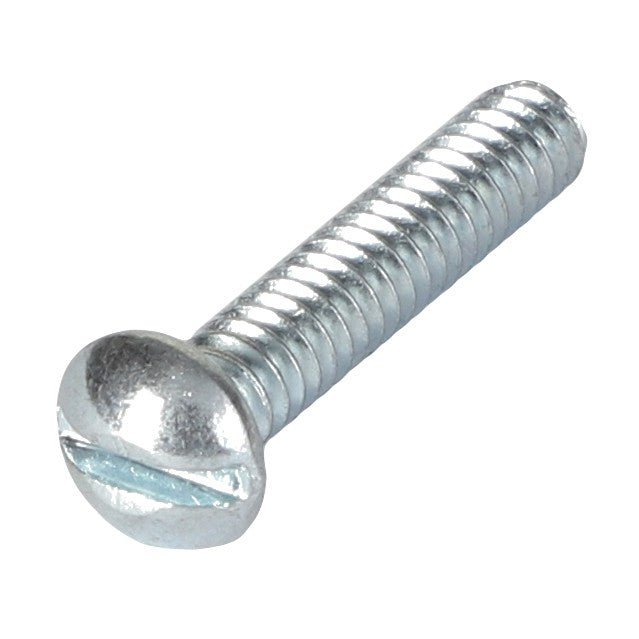 A close-up of the AGCO | MACHINE SCREW - AG334937, featuring a metallic slotted design with a round head, positioned horizontally against a plain white background. No additional product description information is available at this time.