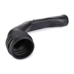 AGCO Air Intake - 404200091110, a black curved rubber hose with ribbed ends and a cylindrical opening on one side, is compatible with Fendt Vario systems.