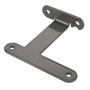 A heavy-duty black metal L-bracket, AGCO | Bracket - Acw2233200, featuring four screw holes, perfect for securely mounting or supporting a variety of structures from the trusted brand AGCO.