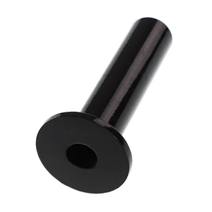 The AGCO Spring Centering Tube - Acp0022610, a sleek cylindrical black metal rod with a flared edge and a central hole, rests elegantly on a pristine white surface.