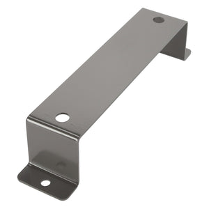 The AGCO Bracket - Acw2213580 is a flat, grey metal bracket featuring two holes at each end, engineered specifically for mounting or support applications.