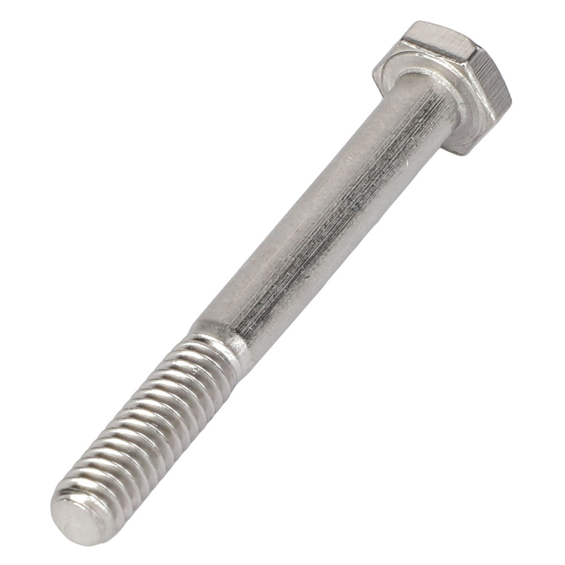 Image of the AGCO | HEXAGONAL HEAD BOLT - AG562136, featuring a partially threaded shank and a metallic finish, showcasing its clean and durable construction.