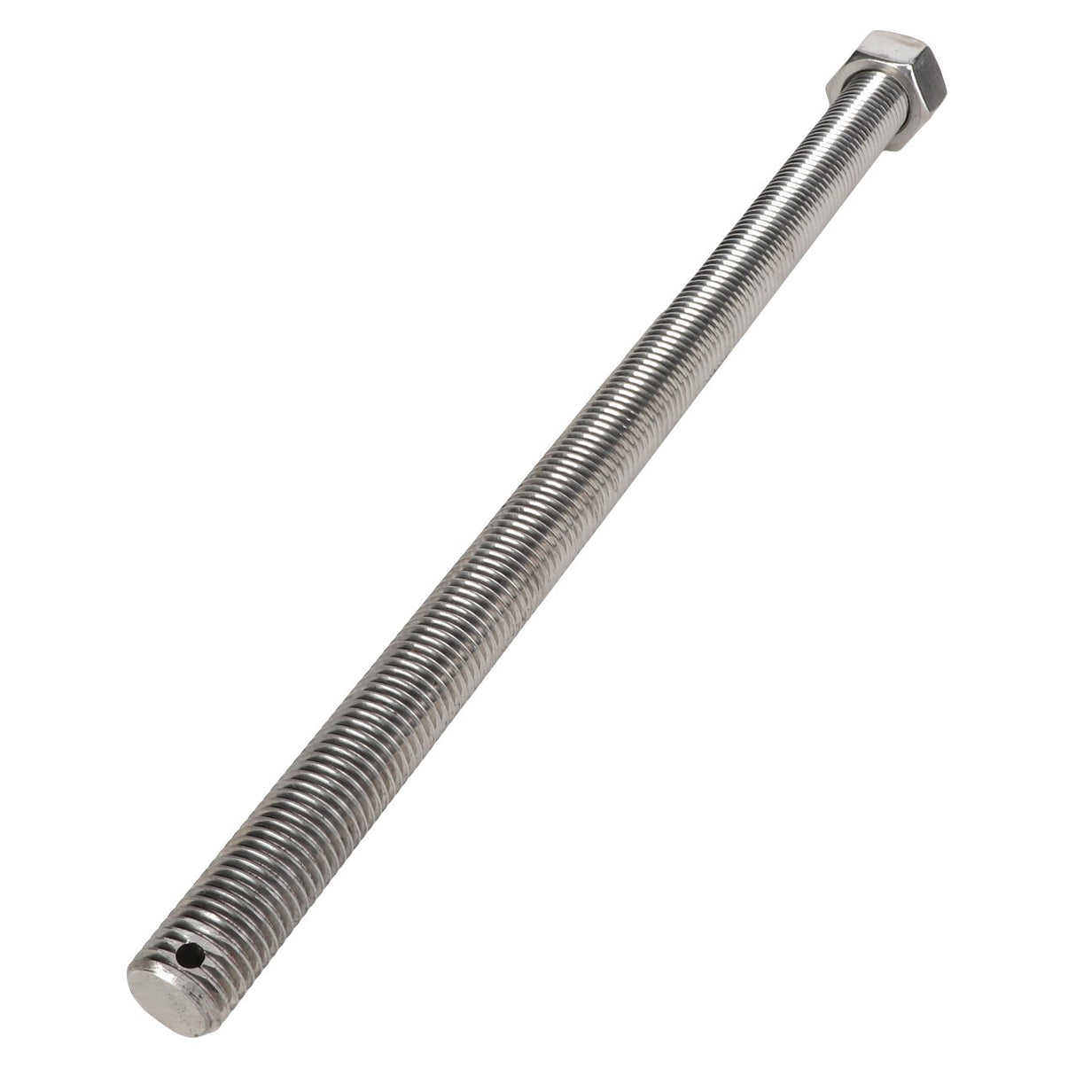 Introducing the AGCO | SCREW - AG026506, a robust metal threaded rod with a securely attached hexagonal nut at one end from the reputable brand AGCO.