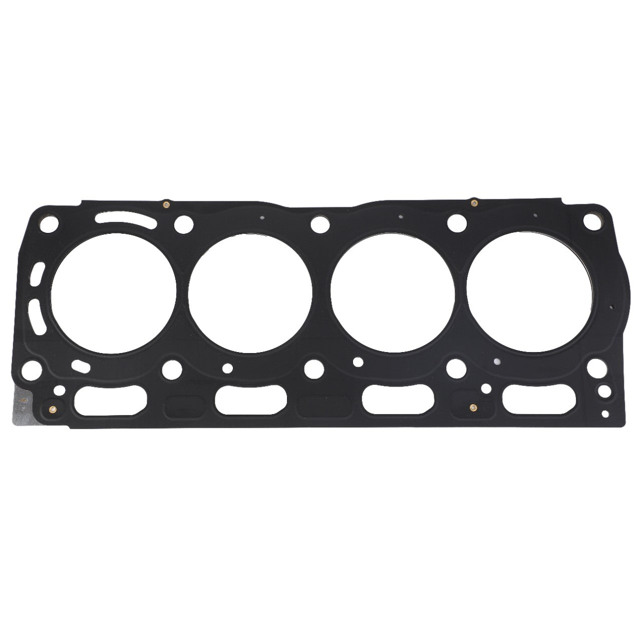 Close-up of the AGCO Head Gasket - 4225850M1, featuring four circular cutouts and designed for optimal engine sealing in Massey Ferguson models.