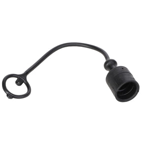 The AGCO | CAP - AL5044129 is a black plastic dust cap featuring a flexible tether and a loop for securing to a plug or socket. No additional product description information is currently available.
