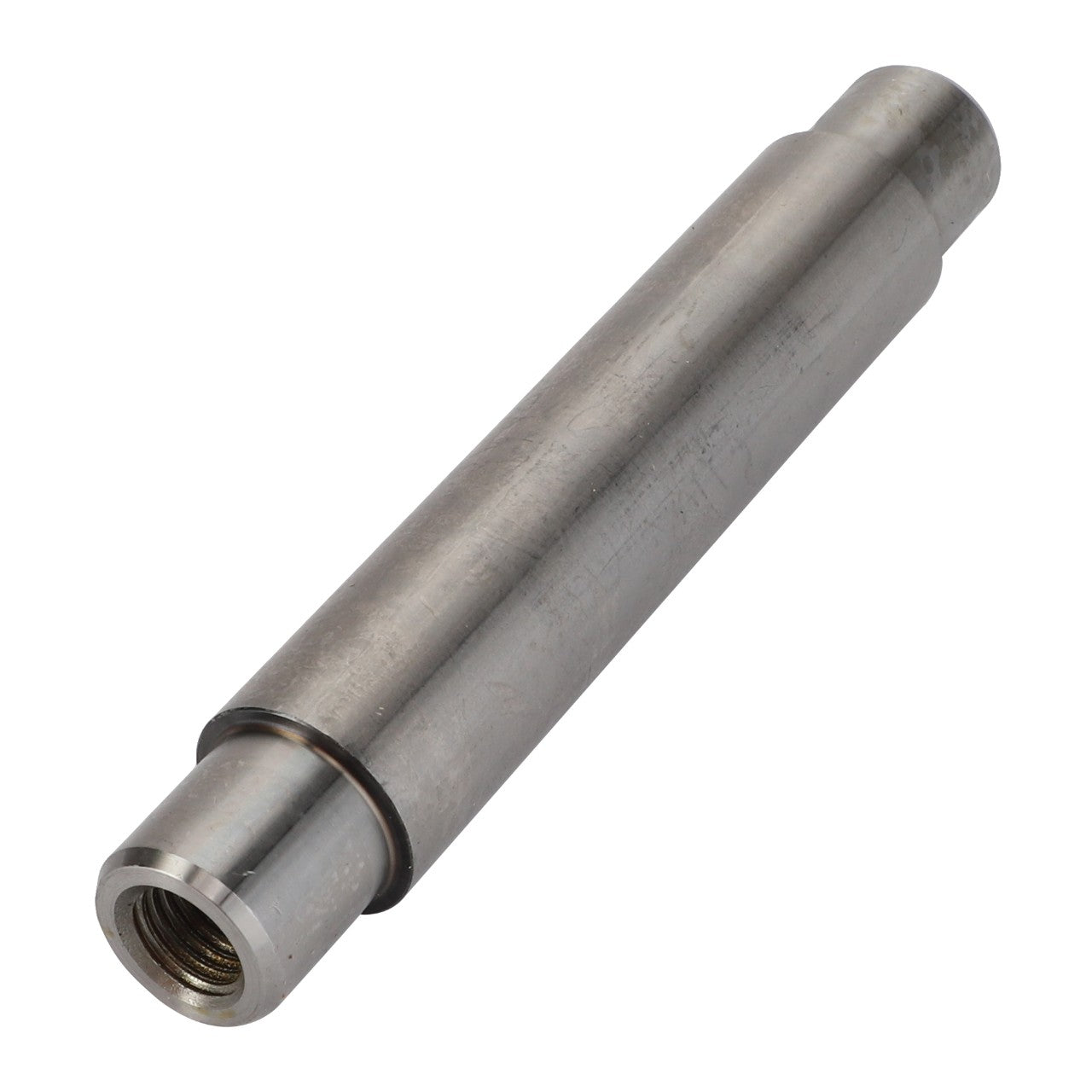 A cylindrical metal rod with threaded ends and a smooth surface, specifically the AGCO | Hinge Bolt - Fel150654, likely used as a mechanical component or custom fitting.