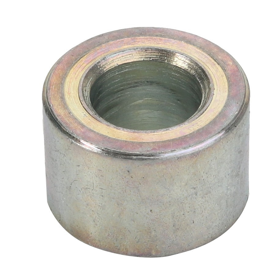 The AGCO Spacer Bushing - 6317132M1 is a cylindrical metal bushing featuring an inner threaded opening, designed for mechanical or structural support. Currently, there is no detailed product description available for this item.