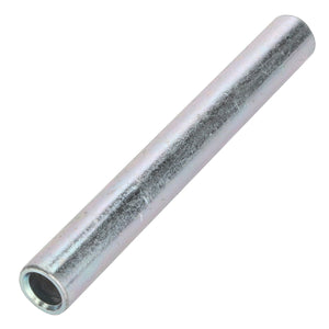 A gleaming AGCO Spacer - Acw0848630, a cylindrical metal tube with a reflective surface and open at both ends, lies horizontally on a pristine white background.