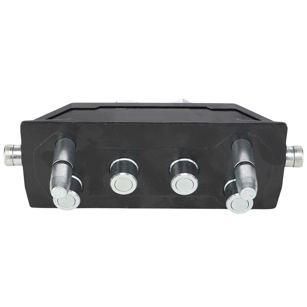 AGCO's MULTICOUPLING - AL5045403 is a black rectangular industrial component featuring four cylindrical protrusions. Currently, no further product description information is available.