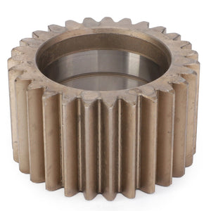 A durable metal planetary gear with straight teeth and a circular central hole, resting on a white surface, exemplifies the AGCO | Planetary Gear - F712301020240 by AGCO, known for enhancing machinery performance.