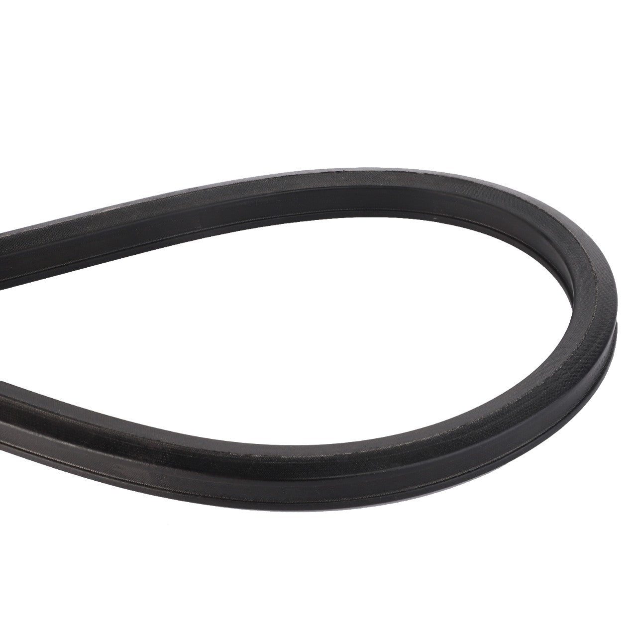 The AGCO Drive V Belt, Straw Walker - D41990068, a black rubber belt forming a loop, is commonly used in machinery for power transmission and ensures optimal performance by minimizing noise and slippage.