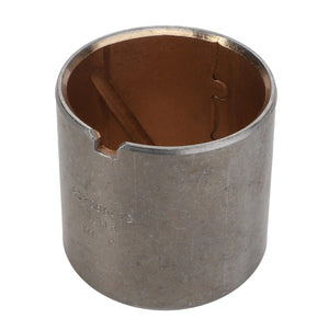 A cylindrical metallic bearing from AGCO, named the Bearing Bush - V837086479, features an internal groove and a slightly worn exterior surface. No current product description available.