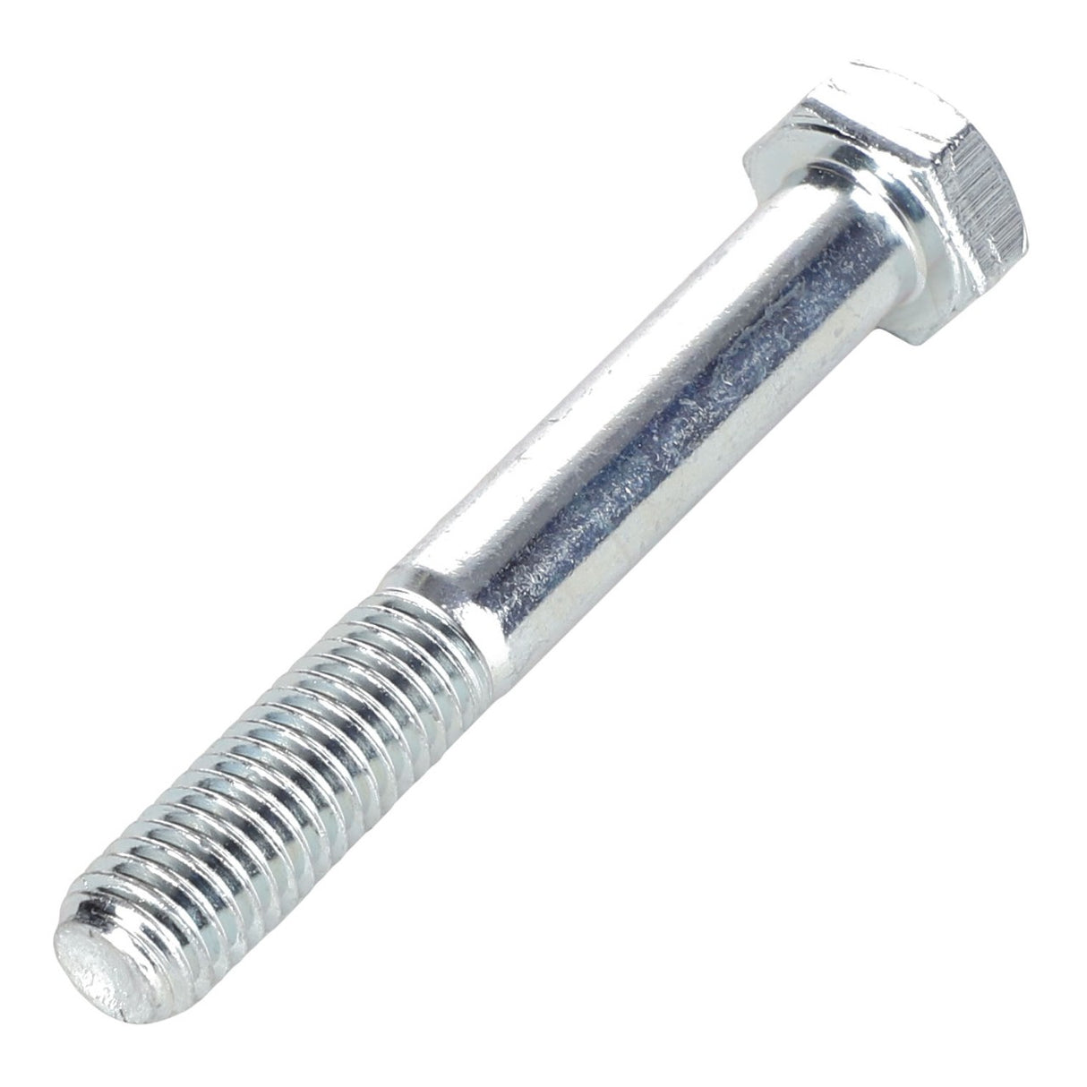 The AGCO | SCREW - AL5002082, a metallic bolt featuring a hexagonal head and threaded shaft, is isolated on a white background. No current product description information is available.