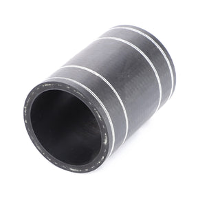 A black cylindrical air hose with white stripes lies on its side, isolated on a white background, highlighting the AGCO Genuine Hose for Air (4287093M1), designed from high-quality materials for reliable performance.