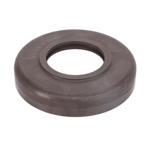 The AGCO Deflector - 3810747M1 is a dark-colored, circular rubber gasket featuring a large central hole and a flat, smooth surface, designed to ensure an optimal fit.