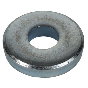 A close-up view of the AGCO | WASHER - AL5013177, a circular metal washer with a central hole, commonly used in conjunction with a bolt and nut to distribute load. No current product description information is available for this item from the brand AGCO.