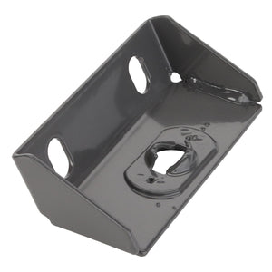 Introducing the AGCO | Bracket - Acw0751800, a metal bracket with a rectangular base featuring two circular holes on the sides and an irregularly shaped hole in the center. Currently, there is no additional product description information available.