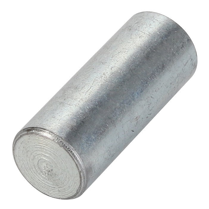 The AGCO | PIN - AL5016205, a sleek cylindrical metal dowel with a smooth surface, is shown at a slight angle against a pristine white background, exemplifying precision and simplicity.