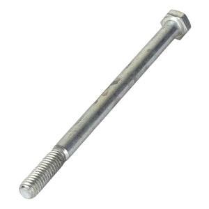 The AGCO | HEXAGONAL HEAD BOLT - AG704467 is a sturdy metal bolt with a hexagonal head and threaded end, extending seamlessly along the shaft.