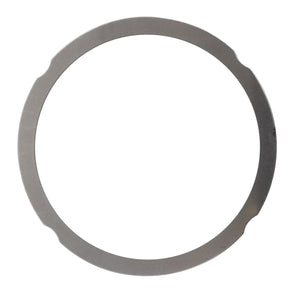 A thin, round AGCO Compensating Ring - F205200210160 with a smooth metal surface and small notches evenly spaced around its circumference, positioned against a white background. No current product description available.