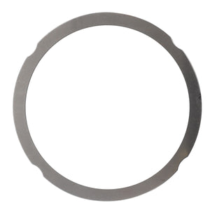 A thin, round AGCO Compensating Ring - F205200210160 with a smooth metal surface and small notches evenly spaced around its circumference, positioned against a white background. No current product description available.