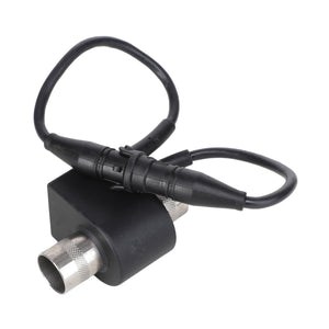 A black AGCO Population Sensor (Acp0000260) with a metal connector and an attached cable looped around, featuring black plastic connectors. No current product description available for this product.