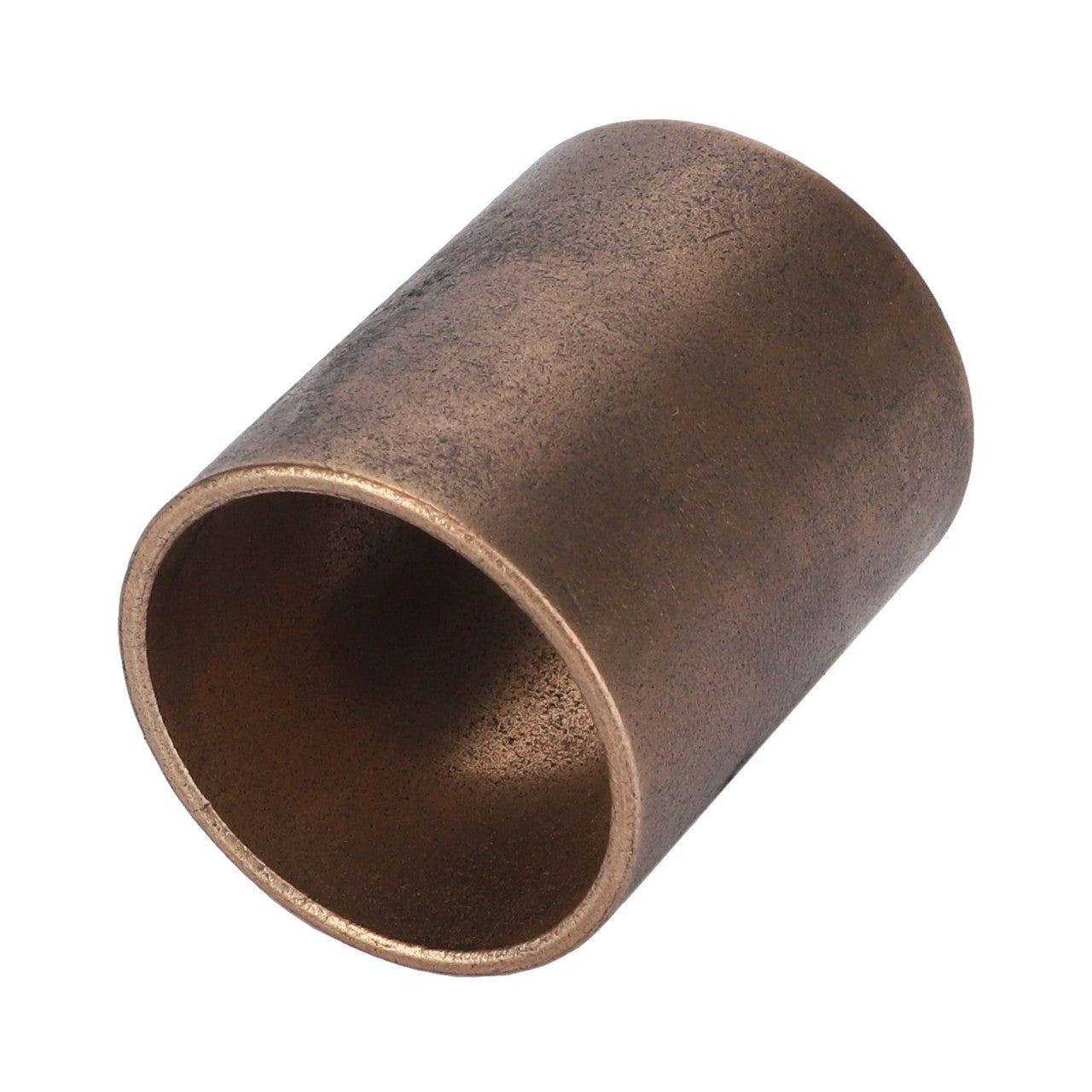 The AGCO | BUSH - D43364800 is a cylindrical, hollow bronze bushing featuring a smooth outer surface and a slightly rough inner surface.