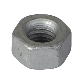 The AGCO Hex Nut - Acw1026970 is a hexagonal metal nut with an internal threaded hole, typically used in conjunction with a bolt for fastening purposes.