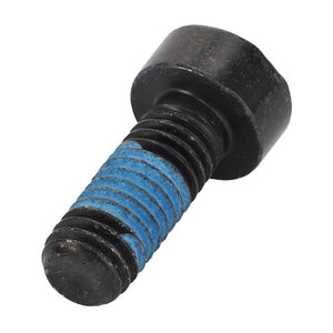 Close-up image of a black AGCO Socket Head Setscrew - Acw0996470 with a hexagonal head. The setscrew, featuring blue thread-locking adhesive on the threads, has no current product description information available.