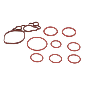 A collection of AGCO Seal Kit - Acp0597490 red rubber O-rings in various sizes is arranged on a white background. Currently, no detailed product description is available.