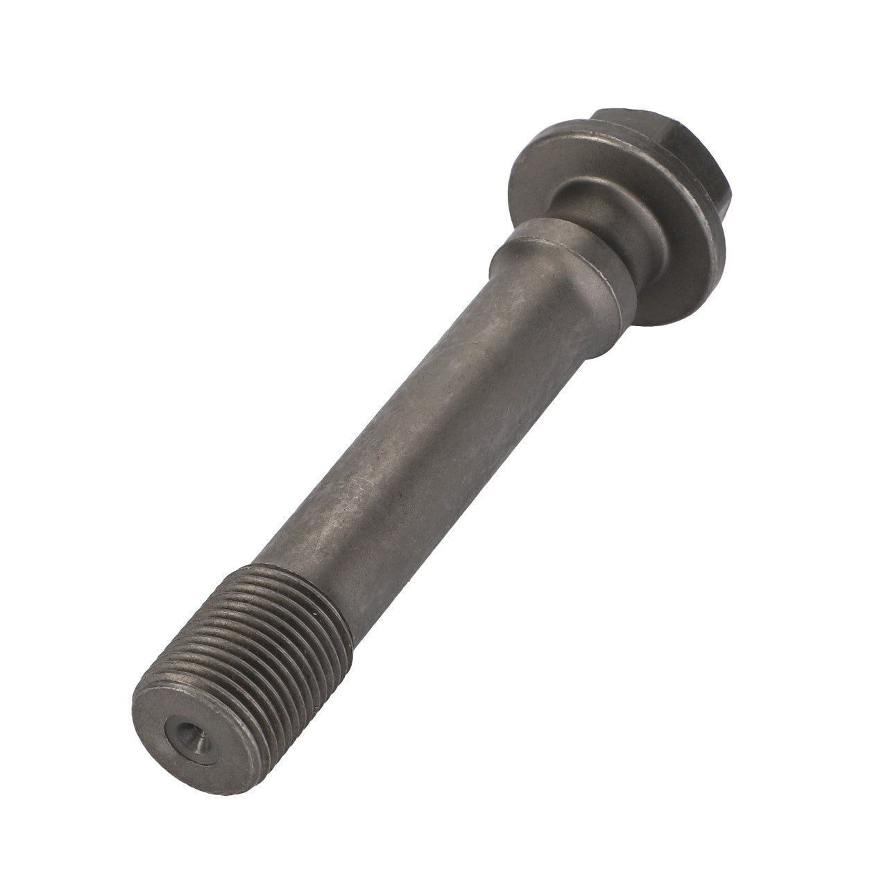 A close-up view of the AGCO Hex Waisted Bolt - Acp0359290 reveals a metallic bolt featuring a smooth cylindrical shaft and threaded ends, with a flanged head at one end. No additional product description is currently available.