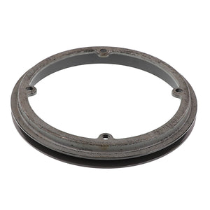 The AGCO Sheave - Acx2477030, a metal ring gasket designed with four bolt holes, has an outer surface that appears weathered and a smooth inner surface. No current product description information is available.